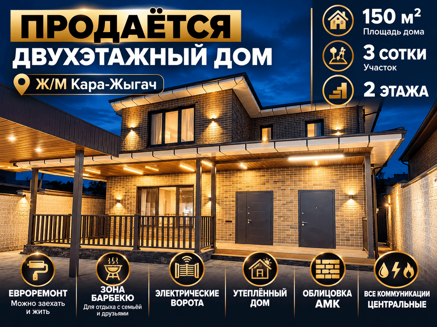 Дом, 5 ком, 3 соток, Сост: Евроремонт